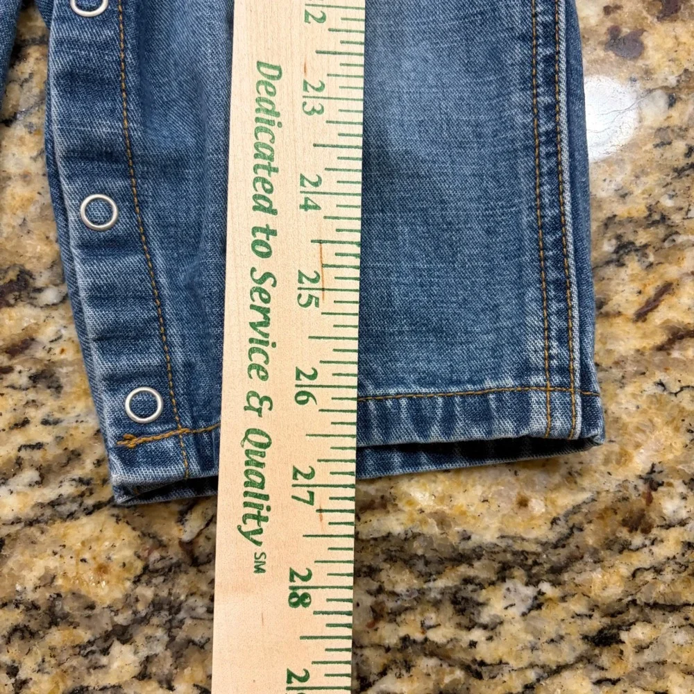 Vintage Old Navy Baby Denim Overalls Medium Wash Blue Jeans 18-24 M Snap Leg